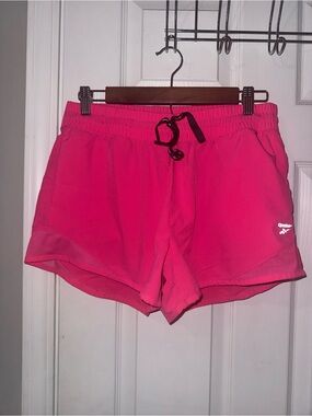 Reebok Hot Pink Women's Athletic Shorts with Black Drawcord